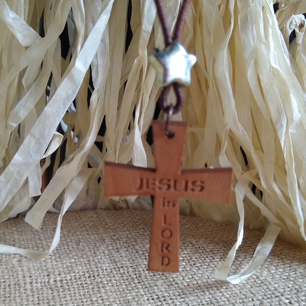 Wood cross necklace
